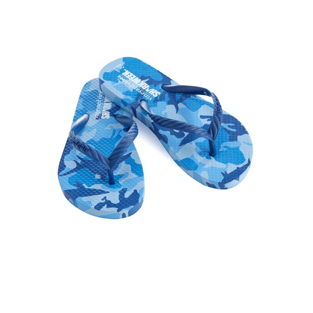 Vineyard Vines /  Girls Shark Week Printed Flip Flops / Kid Size 3 / Blue Camo